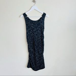 Liz Lange Maternity Heathered Black Ruched Bodycon Midi Tank Dress